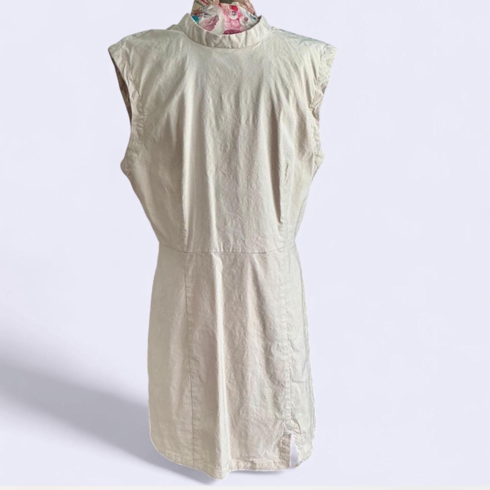 Anthropologie Cream Sheath Dress with Mandarin Collar Neckline